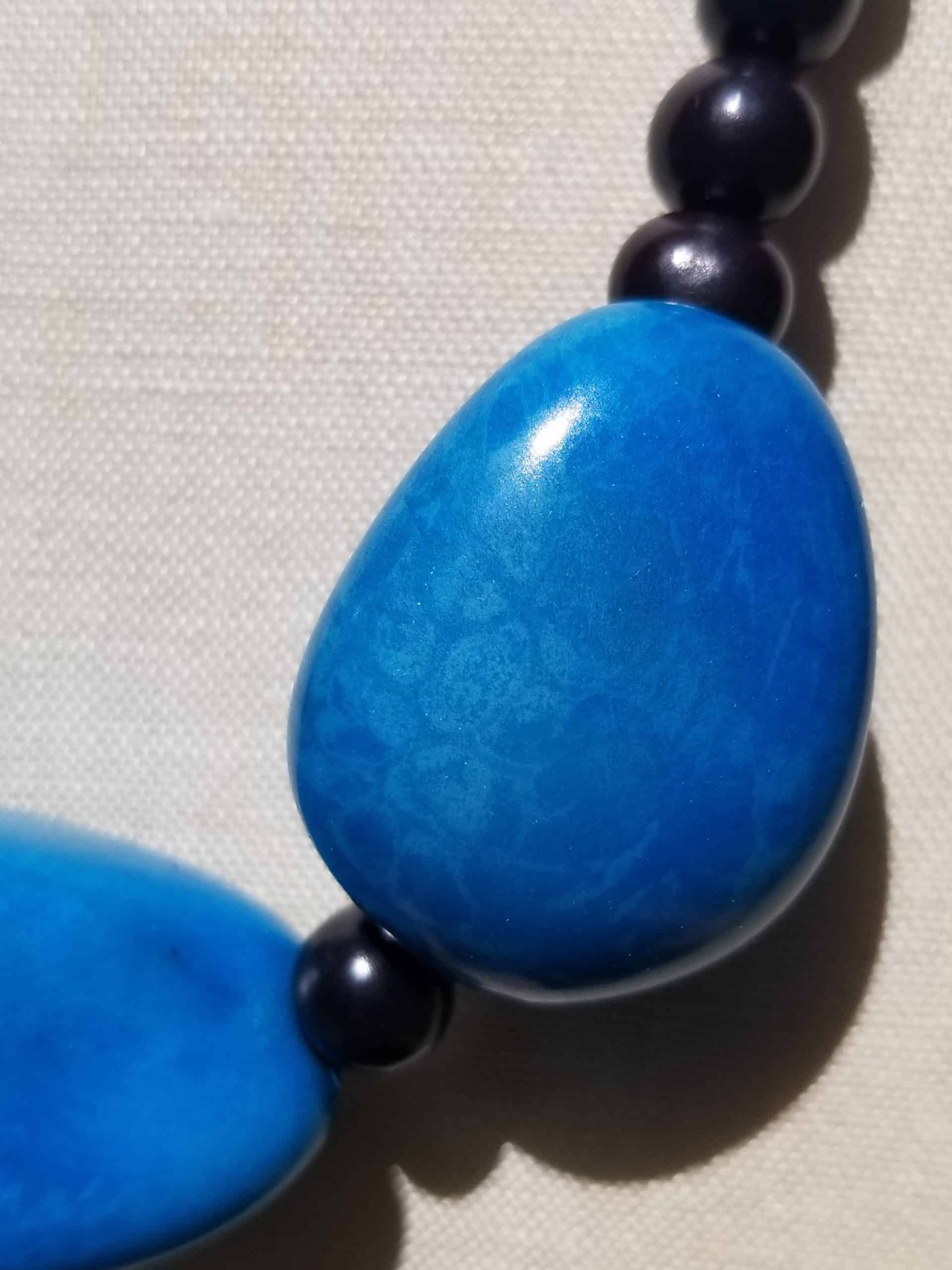 Large Blue Tagua Bead Necklace
