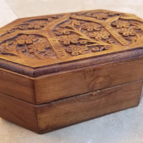 Floral Wood Carved Box